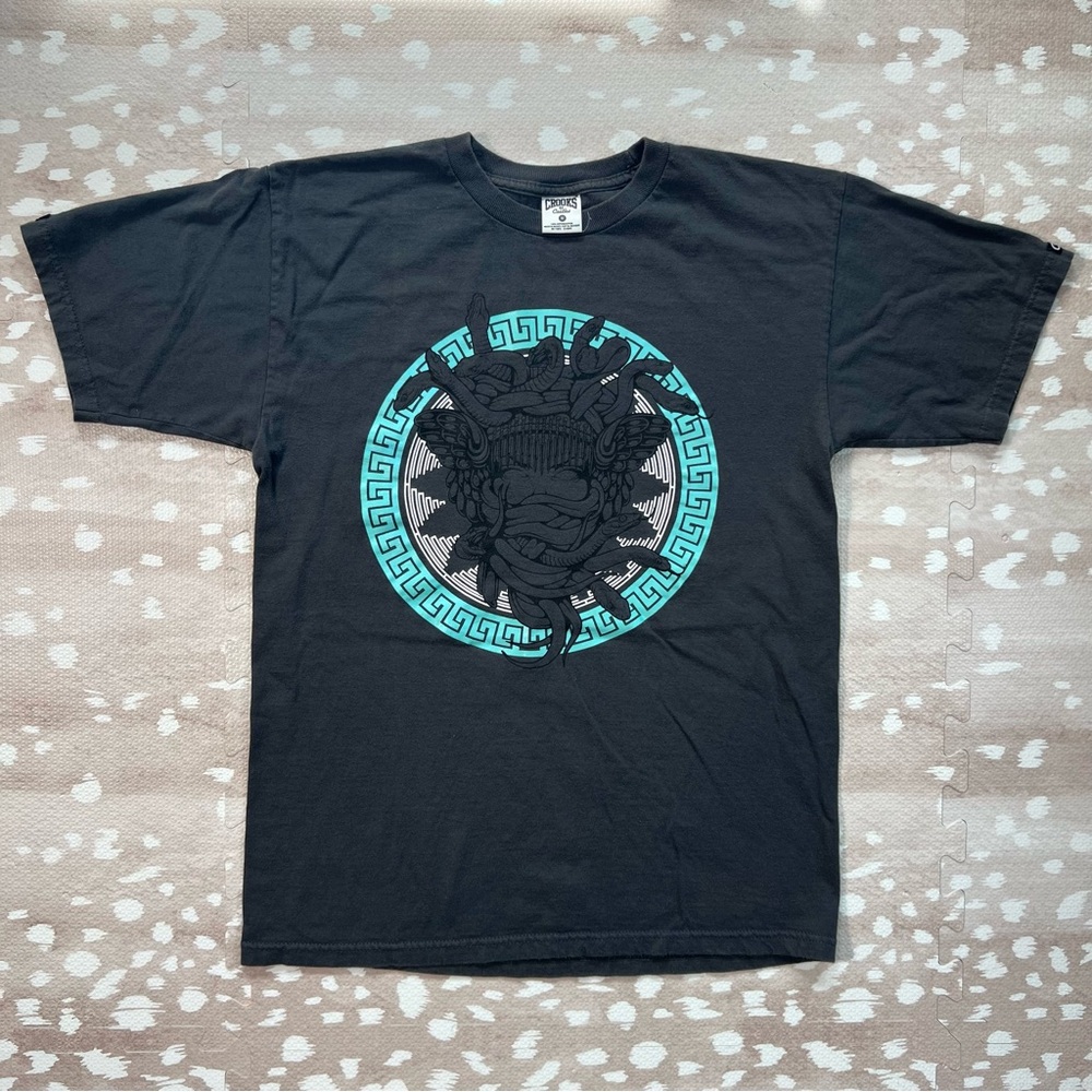 Crooks & Castles Men’s Short Sleeve Cotton Black Graphic T-Shirt Medium